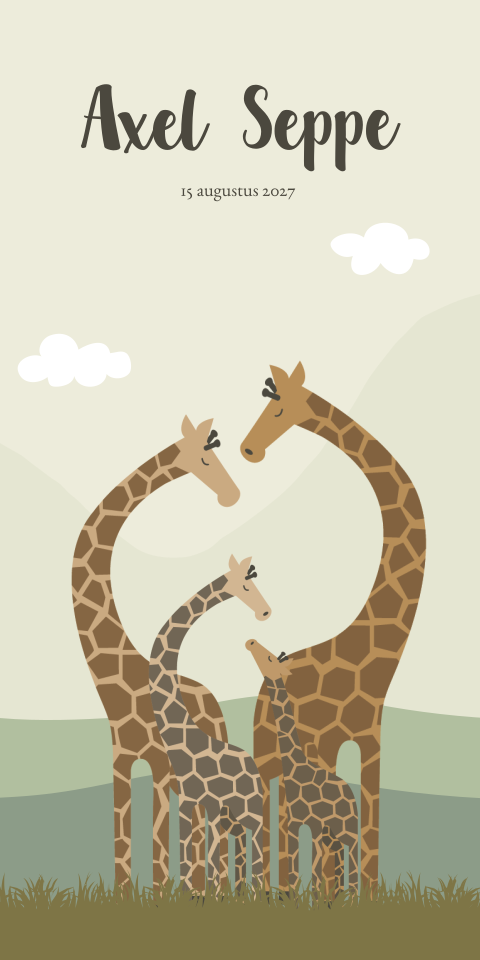 Geboortekaartje Jongen Giraffe Safari