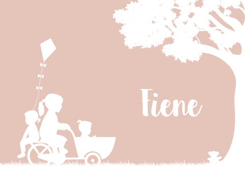 Geboortekaartje Meisje Bakfiets Gezin Roze