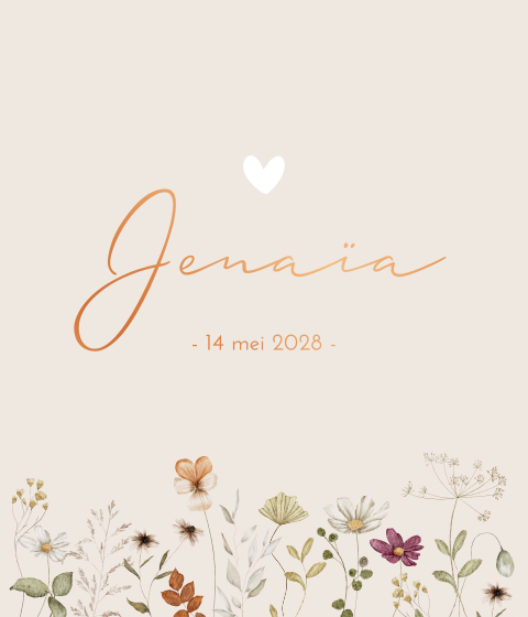 Label Juf Bloemetjes Romantisch Beige