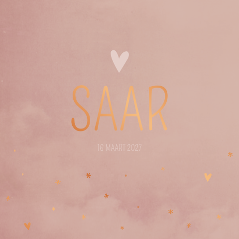 Geboortekaartje roze Saar