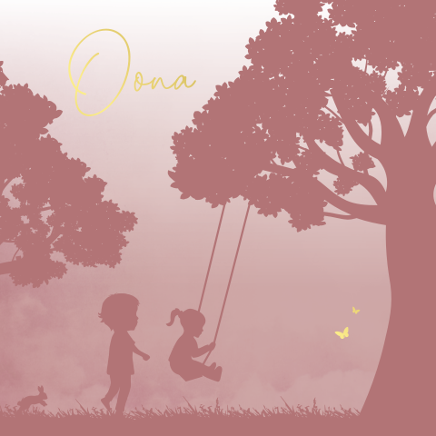 Geboortekaartje Meisje Roze Schommel Broer