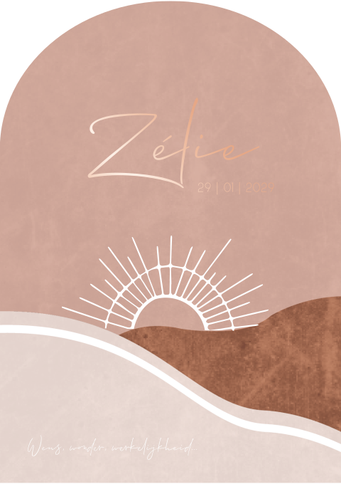 Geboortekaartje Meisje Zon Bergen