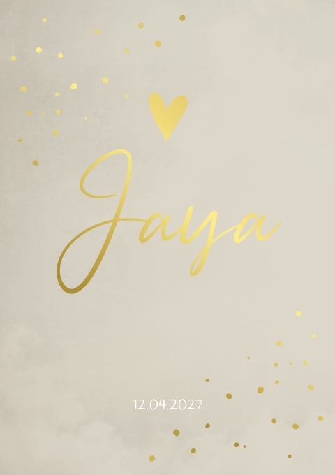 Geboortekaartje Meisje Stippen Goudfolie Beige