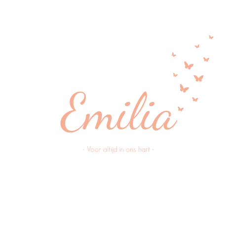 Rouwkaart Wit Roze Meisje Lief Vlinders