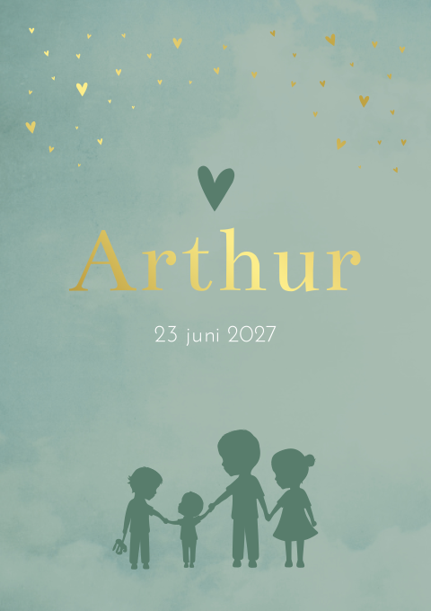 Geboortekaartje Jongen Illustratie Kindjes Hartjes