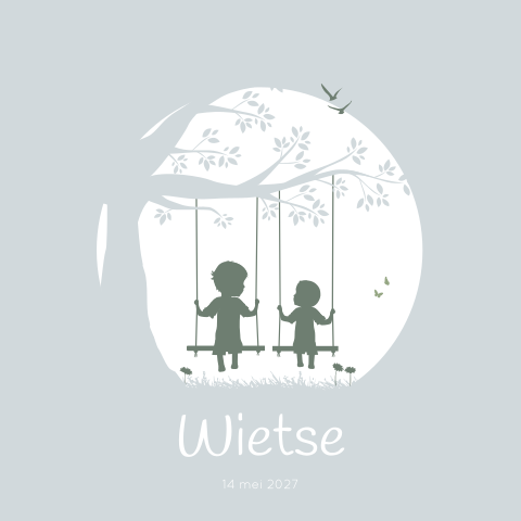 Geboortekaartje Jongen groen Schommel Broer