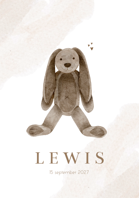 Geboortekaartje Jongen HappyHorse Waterverf Konijn