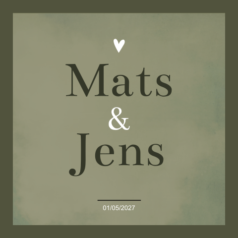 Geboortekaartje tweeling jongens donkergroen stoer hartje