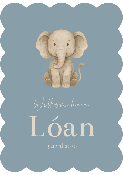 Geboortekaartje Jongen olifant Blauw