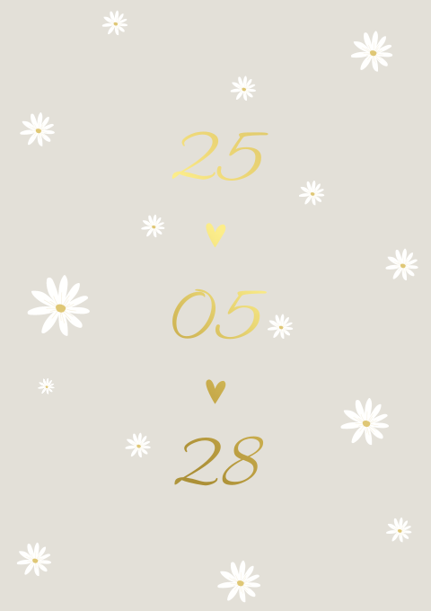 Save the date madeliefjes goudfolie