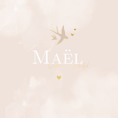 Geboortekaartje Meisje Zwaluw Vogels Roze