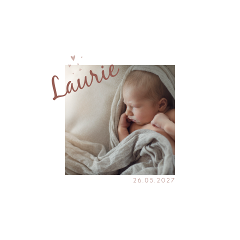 Geboortekaartje Meisje foto wit hartjes