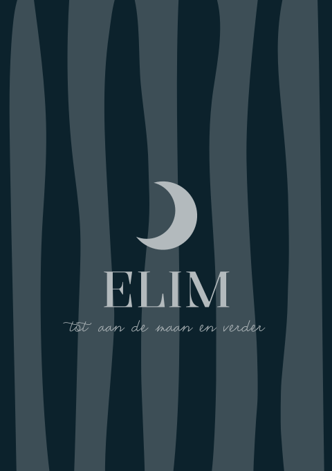 Geboortekaartje Maan Strepen Donkerblauw