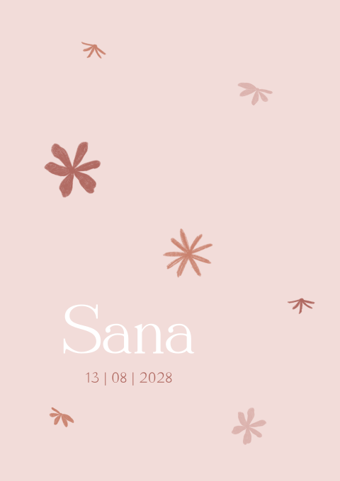 Geboortekaartje Meisje Watercolor Bloemen Roze