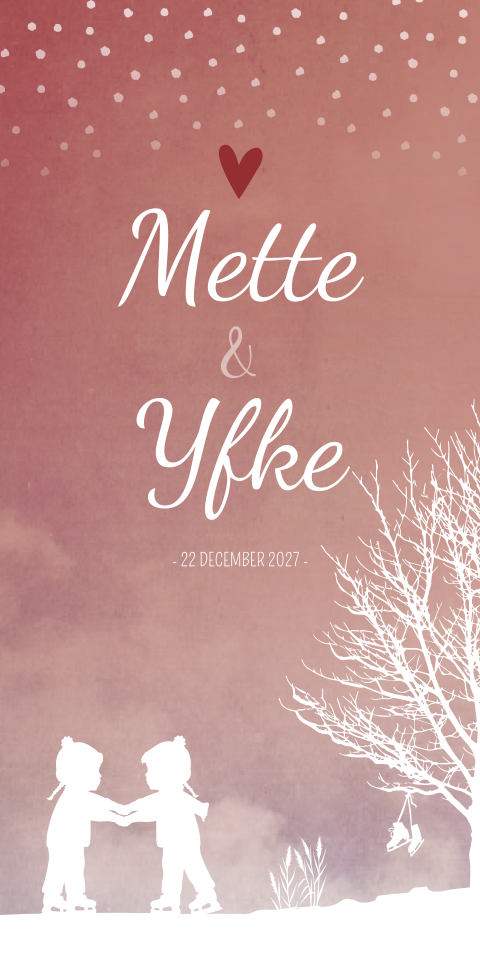 Geboortekaartje Tweeling Winter Schaatsen Sneeuw