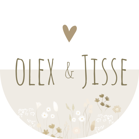 Raamsticker Tweeling Droogbloemen Beige Jongens