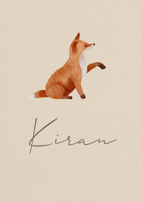 Geboortekaartje Jongen Vosje Waterverf