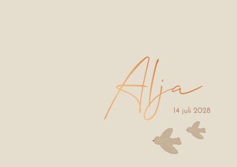 Geboortekaartje meisje beige crème Vogels