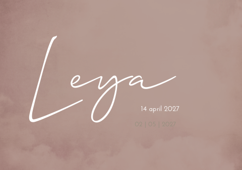 Geboortekaartje oudroze gewolkt lief