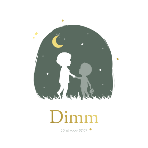 Rouwkaart jongen broertjes Silhouet Sterren