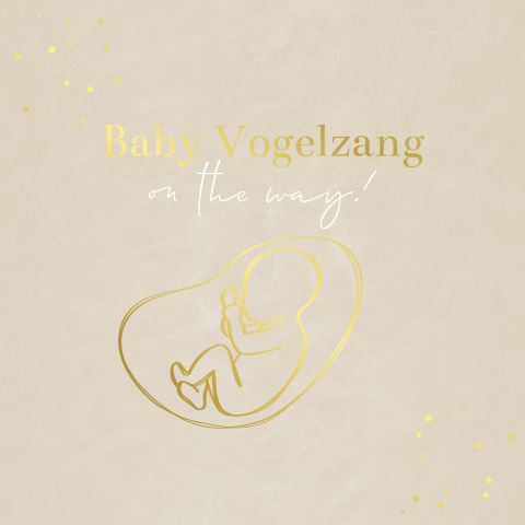Zwangerschapsaankondiging Beige Gewolkt Goudfolie Baarmoeder