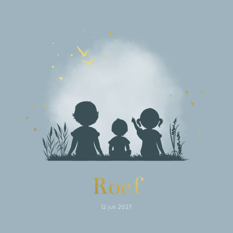 Geboortekaartje Jongen Silhouet Hartjes