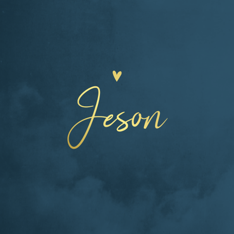 Geboortekaart Nacht blauw goudfolie hartjes