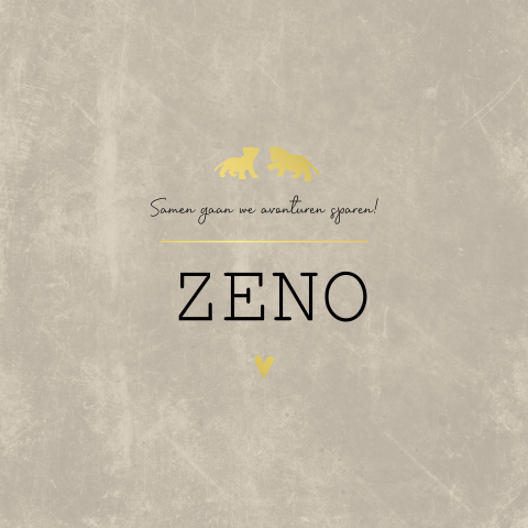 Geboortekaartje Beige goud leeuwtjes jongen