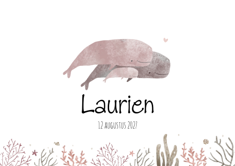 Geboortekaartje Meisje Zeedieren Water Duiken