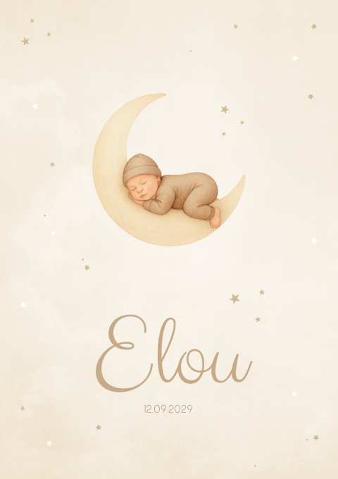 Geboortekaart Unisex Maan Baby