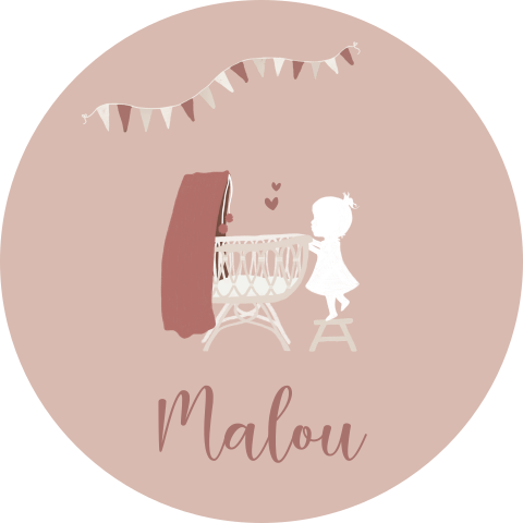 Raamsticker Rond Roze Wiegje Slinger