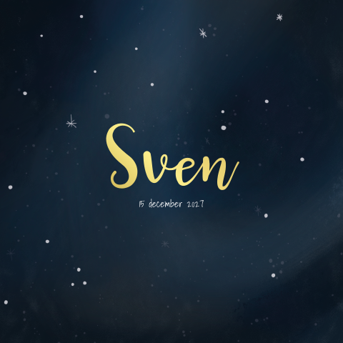 Geboortekaartje Jongen Sterrenhemel Goudfolie Donkerblauw