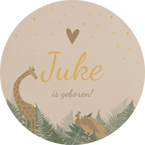 Raamsticker Rond Taupe Giraffe Pauw
