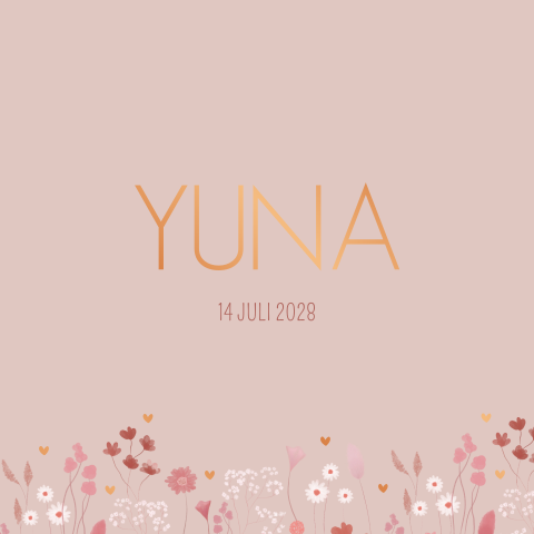 Geboortekaartje Droogbloemen Yuna