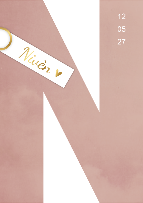 Geboortekaartje Meisje Stans Letter Oudroze