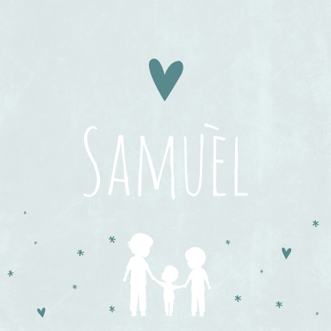 Geboortekaartje jongen blauw Illustratie broertjes