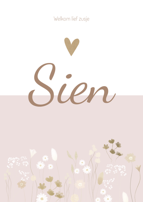 Geboortekaartje bloemen roze wit meisje