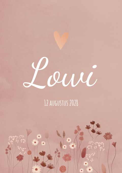 Geboortekaartje Meisje Veldbloemen Roze Bloemetjes