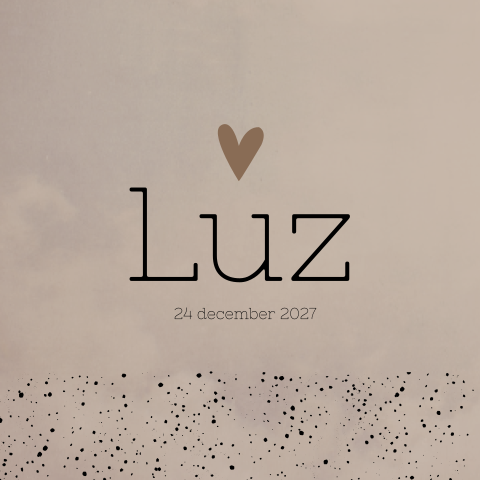 Geboortekaartje taupe jongen hartje stippen