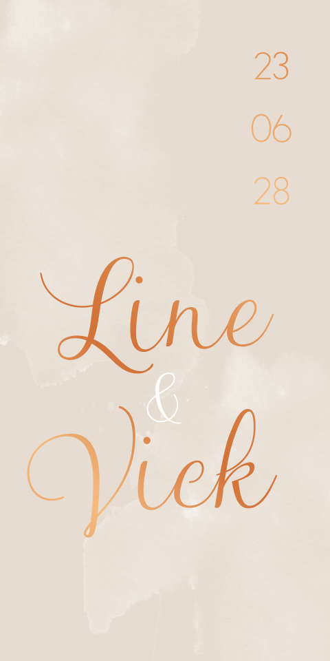 Trouwkaart Beige Koperfolie Modern Neutraal