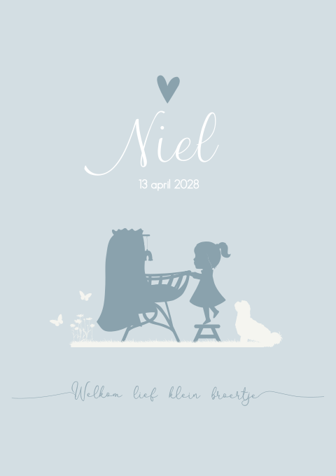 Geboortekaartje Wiegje Silhouet Kindje Beige