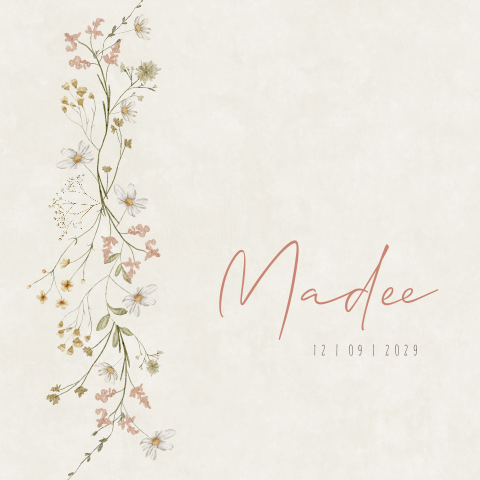 Geboortekaartje Meisje Bloemetjes Lente Zomer