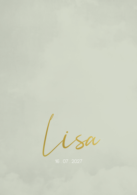 Geboortekaartje meisje velvetlook goudfolie mint