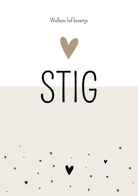 Geboortekaartje Jongen Beige Strak Stoer