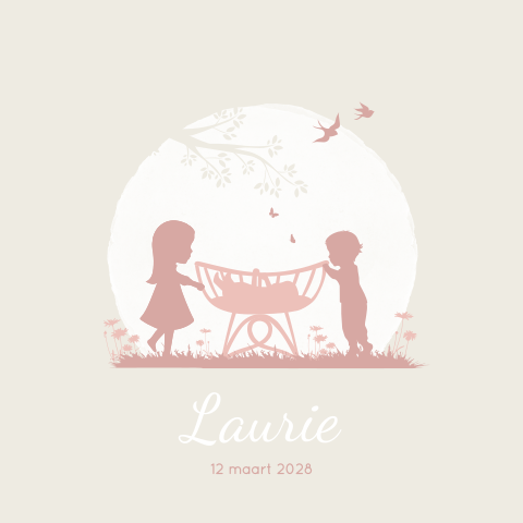 Geboortekaartje Meisje Wiegje Broer Kinderen