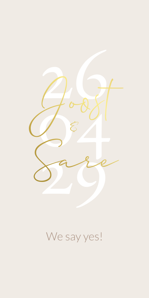 Trouwkaart Trouwdatum Cijfers Goudfolie Strak