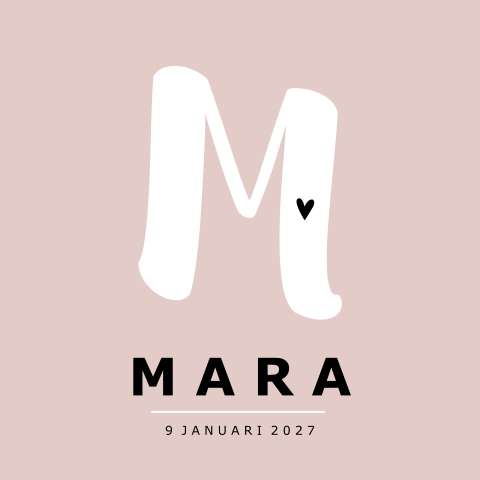 Geboortekaartje Meisje Typografisch Initiaal Roze