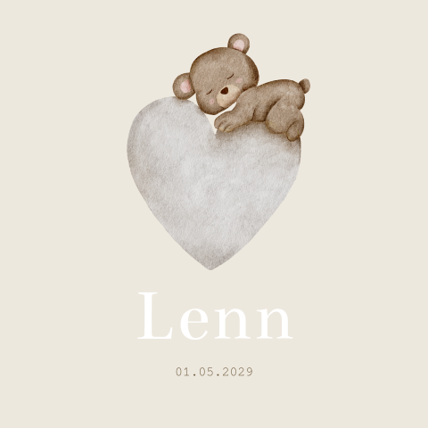 Rouwkaart Jongen Hartje Neutraal Beertje