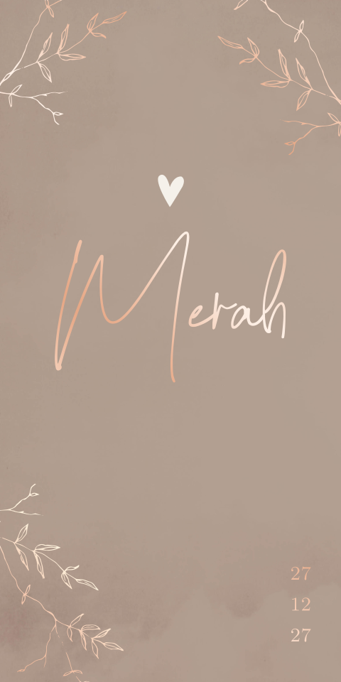 Geboortekaartje meisje bruin takjes botanisch