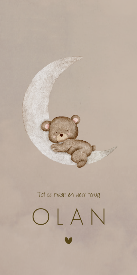 Rouwkaart Jongen Slapend Beertje Maantje